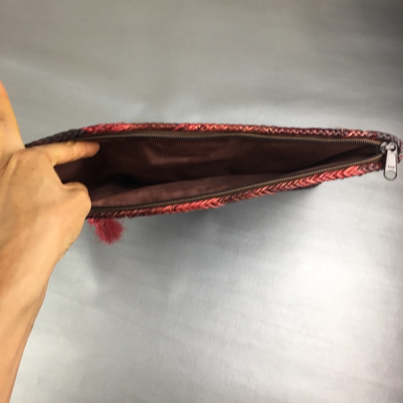 Vintage Mister Ernest red and black wicker structured clutch handbag - Picture 6 of 11